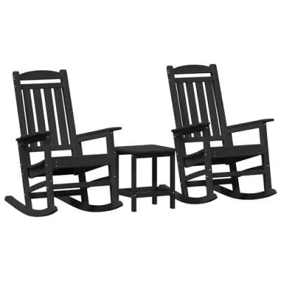 Image of vidaXL 3 Piece Garden Lounge Set Black HDPE