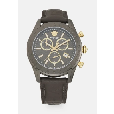 Image of Versace Chrono Master Mens Grey Watch VE8R00124 Leather (archived) One Size