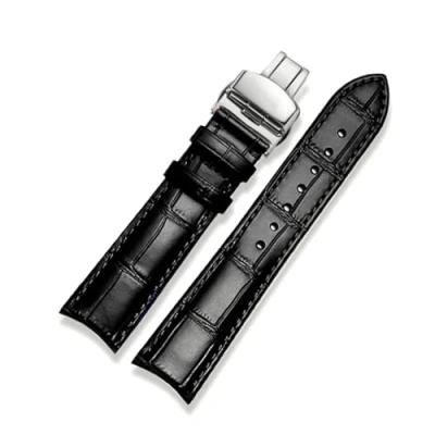 Image of ROWCES 20mm 21mm 22mm Curved End Cowhide Leather Watchband for Men&#039;s Watch Replacement Wristband,