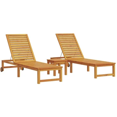 Image of vidaXL Sun Lounger with Table Solid Wood Acacia