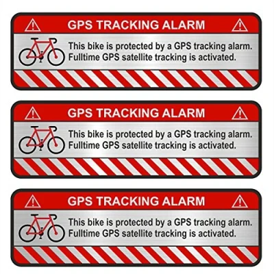 Image of Finest Folia 3 x GPS Sticker Bicycle Motorcycle Car Alarm Warning Anti Theft Tracker Secured R055 (Aluminium Cut Silver, Bicycle)