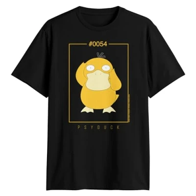 Image of Pokemon Psyduck 54 Confused T Shirt, Black, 3XL