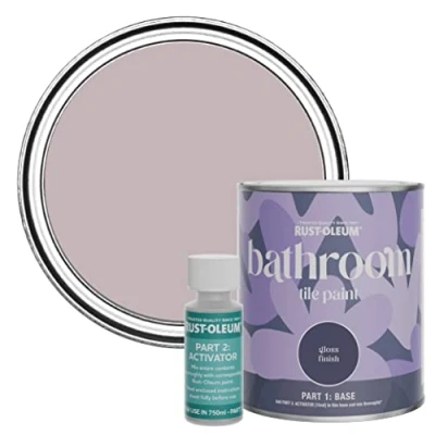 Image of Rust Oleum Purple Water Resistant Bathroom Tile Paint in Gloss Finish Lilac Wine 750ml