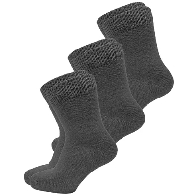Image of vitsocks Kids 98% COTTON Thin Soft Lightweight Comfy Socks (3 PAIRS) Boys &amp; Girls Unisex, grey, 9 12