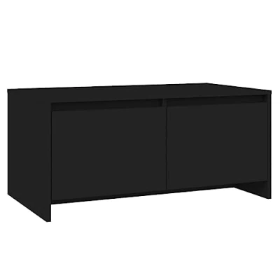Image of vidaXL Coffee Table Home Living Room Office Furniture Modern Couch Side Centre Sofa Tea Accent End Drawer Desk Black Chipboard