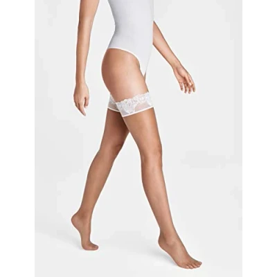 Image of Wolford Nude 8 Lace Stay Up Small Caramel/White
