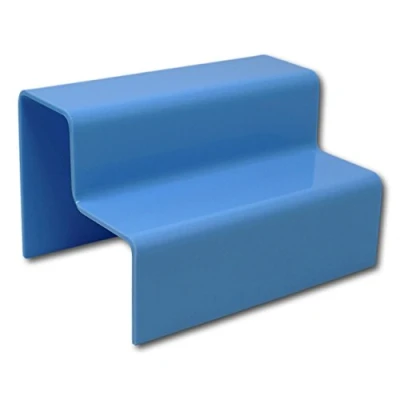 Image of EPOSGEAR Sweet Pastel Two Step Tier Coloured Acrylic Plastic Retail Riser Counter Display Stands Perfect for Shops, Stalls, Ornaments, Models etc (Candy Floss Blue, Small)