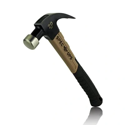 Image of Spec Ops Tools Fiberglass Hammer, 20 oz, Smooth Face, Curved Claw, Shock Absorbing Grip, 3% Donated to Veterans