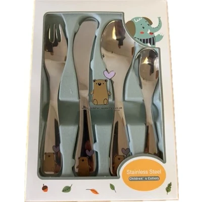 Image of Toddler Essentials 4 Piece Cutlery Set Safe &amp; Durable Stainless Steel Utensils for Kids Perfect Toddlers Learning to Eat Independently Dishwasher