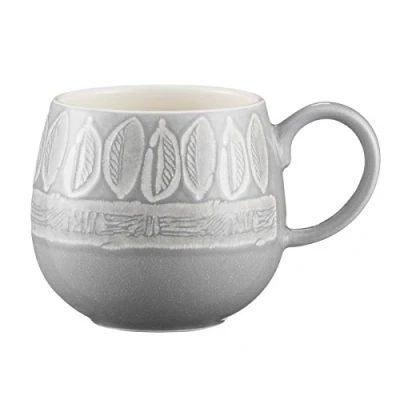 Image of Mason Cash Impressions Durable Stoneware 350ml Grey Leaf Mug, Ceramic, 13 x 9.7 8.4 cm, 2001.880