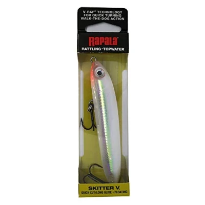 Image of Rapala Skitter V Hard Bait Lure, Freshwater, Size 10, 4&quot;&quot; Length, Topwater Depth, Glass Ghost, Package of 1, SKV10GGH