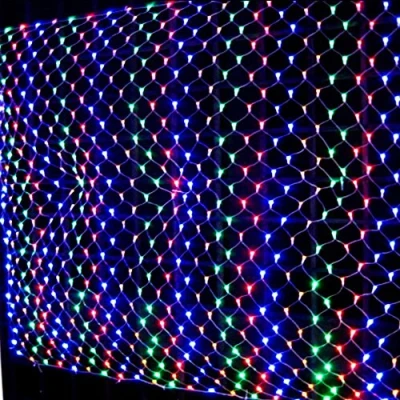 Image of JnDee Fully Waterproof Low Voltage Fairy Net Lights 3M X 2M (10X7 ft) 320 LED Multi Colours Lights, Memory, 8Hours Timer, 10M Lead