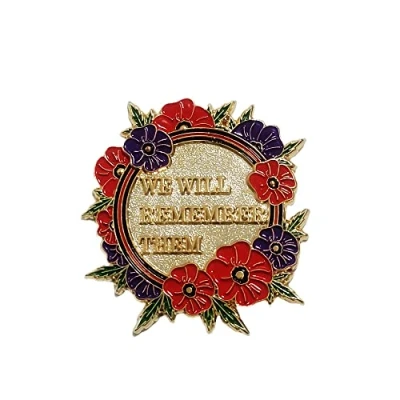 Image of We Will Remember Them Remembrance Day Red Poppy Lapel Pin Badge Brooch Decorations Veteran Gifts Memorabilia