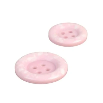 Image of Pack of 6 Round Recycled Plastic Buttons 4 Holes Baby Pink Size 15 mm