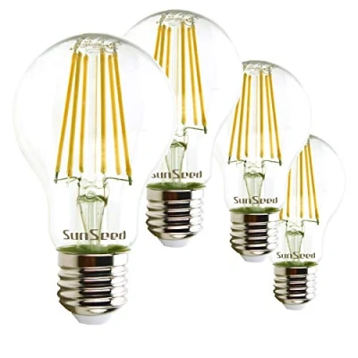 Image of SUNSEED 4 X E27 9W (Equivalent to 83W) Filament LED GLS Light Bulb A60 Warm White 2700K