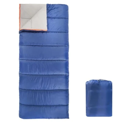 Image of Amazon Basics Sleeping Bag for Cold Weather Camping and Hiking, Lightweight, Rectangular, Blue