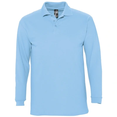 Image of SOLS Mens Winter II Long Sleeve Pique Cotton Polo Shirt (Sky) Multicolour Size 2XL