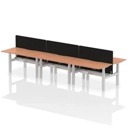Image of Air B2B 1400x800 Adjustable 6P Bench Desk Scallop Beech/Silver +Screen