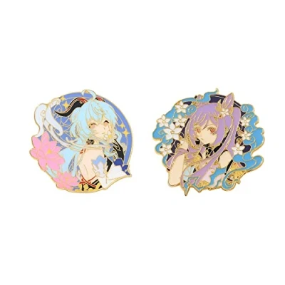 Image of ROSETOR 2pcs Genshin impact Pin Alloy Pins Anime Badge Cartoon Character Brooch Collection Bags Button (STYLE2)