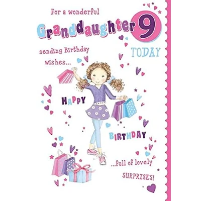 Image of Wonderful Granddaughter Age 9 9th Birthday Card 206251