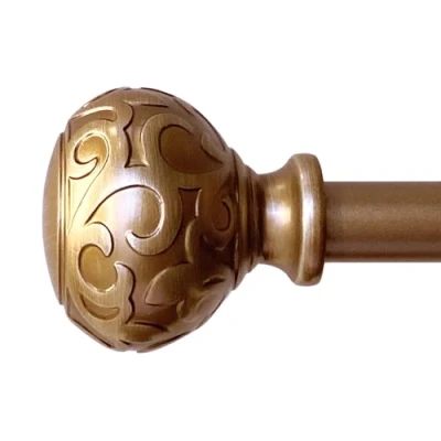 Image of Sorrento 26 48 Inch Adjustable Curtain Rod Set, 5/8 Diameter in Vintage Brass