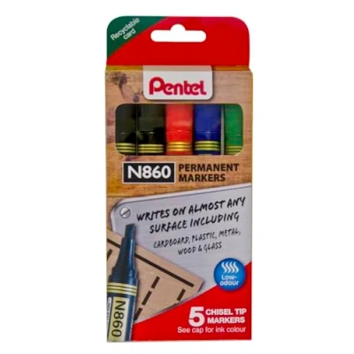 Image of Pentel N860 Permanent Marker Chisel Tip Pack of 5