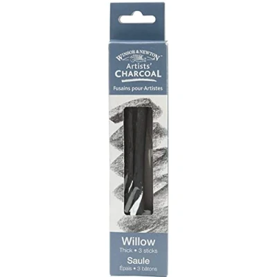 Image of Winsor &amp; Newton 3 x Thick Charcoal Sticks, Willow, Pack of 3, Count (Pack 1)