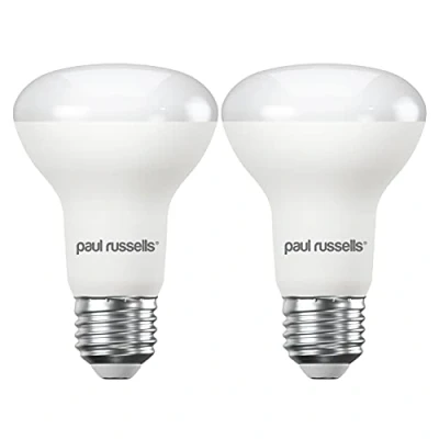Image of paul russells Warm White E27 Spotlight 8.5W LED Reflector R63 Light Edison Screw 60w Equivalent Bulb 806 Lumen 2700K Frosted 120 Beam Angle ES Energy Saving Lightbulbs, Pack of 2