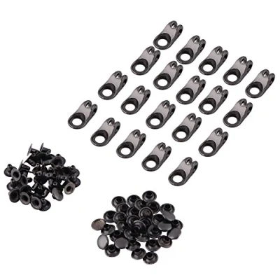 Image of Walfront 20 Sets Shoe Lace Hooks Fittings with Rivets Alloy Boot Safety Shoelace Buckles for Climb Hiking Shoes Work Outdoor Mountaineering Boots(Grey)