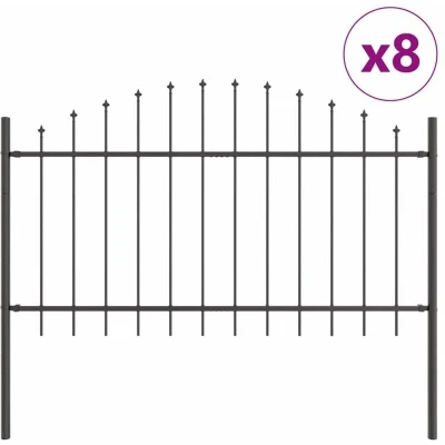 Image of vidaXL Garden Fence with Hoop Top Grey 13.6x1 m Steel
