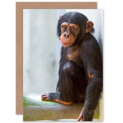 Image of Wee Blue Coo GREETINGS CARD BIRTHDAY GIFT ANIMAL PHOTO MONKEY CUTE BABY CHIMP
