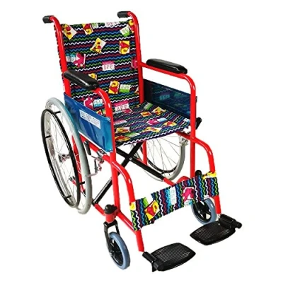 Image of Mobiclinic®, Folding Wheelchair for Children, Wheelchairs, Self Propelled Wheelchair, Fixed Armrests and Footrests, Lightweight Folding, Theater, Red