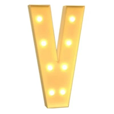 Image of 120cm 4ft Large Decorative LED Light Up Letter V, Marquee Sign, Mosaic Letters for Balloons Birthday Wedding Party Valentine&#039;s Day