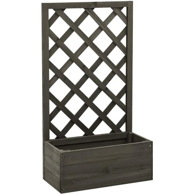 Image of vidaXL Garden Trellis Planter Grey 50x25x90 cm Solid Firwood