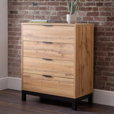 Image of Julian Bowen Bali 4 Drawer Chest, Oak Wood