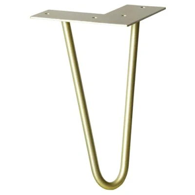 Image of WAGNER furniture leg/table leg/furniture foot HAIRPIN leg retro style steel powder coated gold, 12 x 20 cm, conical/sloping, with integrated screw on plate 12822501