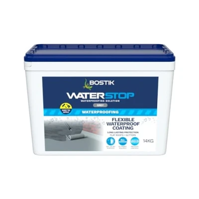 Image of Bostik Waterstop Flexicoat, Long Lasting Protection For Flat Roofs And Gutters, 14kg, Grey