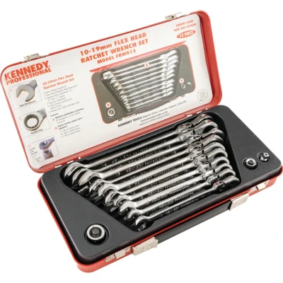Image of Kennedy Metric Ratchet Spanner Set, 10 19mm, Set of