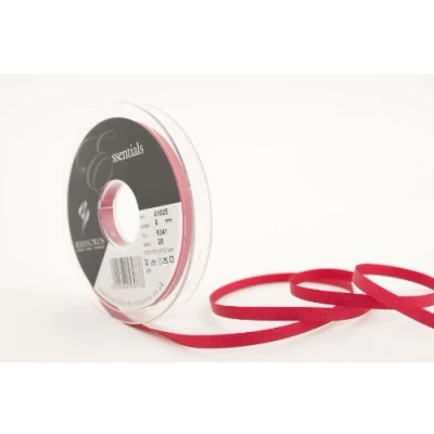 Image of Berisfords 41025 20 m x 6 mm Polyester Grosgrain Ribbon, Cardinal