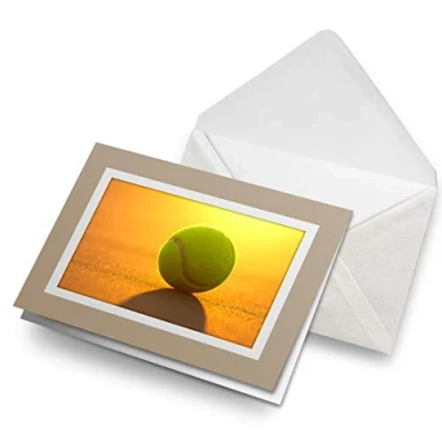 Image of Greeting Cards Biege (Insert) Tennis Ball Sports Sunset Blank Greetings Card Birthday Kids Party Boys Girls #2360