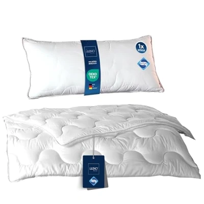 Image of LILENO HOME Duvet 135 x 200 cm Set with Pillow All Year 40 80 as a Blanket and Antibacterial Equipment Boil Proof up to 95 C