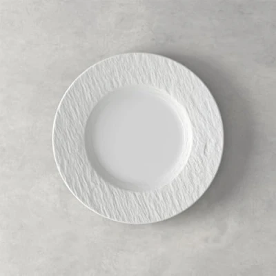 Image of Villeroy &amp; Boch Manufacture Rock White Breakfast Plates, Set of 6, 22 cm, Premium Porcelain,