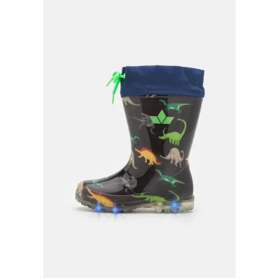 Image of LICO Warmlined Powerlight W Blinky Wellies for kids, Size: 12.5K, Navy/orange/green Synthetics