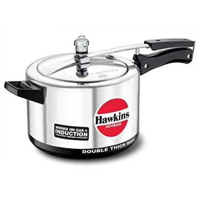 Image of Hawkins Hevibase H56 Induction Compatible Aluminum Pressure Cooker, 5 Liter, Silver, Litre