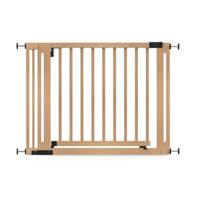 Image of Safetots Wooden Elegance Gate, Natural, 105cm 113cm, Pressure Fit Safety 73cm Extra Wide Doorway, Gate for Stairs, Hallways and Doors, Stylish Design Easy Installation