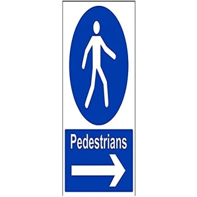Image of V Safety Pedestrians, Arrow Right Sign 300mm x 400mm Self Adhesive Vinyl