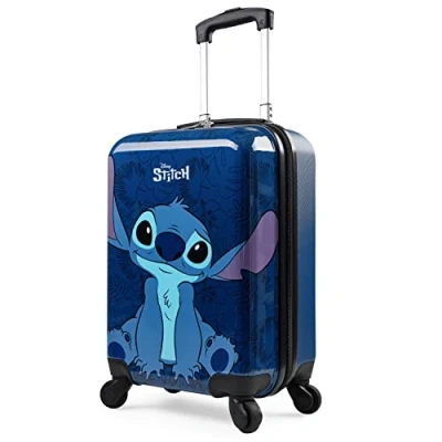 Image of Disney Stitch Hard Shell Suitcase, 49 x 33 22, 30L Capacity, 4 Spinner Wheels Travel Essentials (S/49cm 30L, Navy)