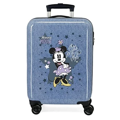 Image of Disney Minnie Style Cabin Suitcase Blue 38x55x20 cms Rigid ABS Side Combination Lock 34L 2 kgs 4 Double Wheels Hand Luggage