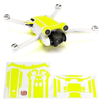 Image of WRAPGRADE Skin Stickers compatible with DJI Mini 3 Pro Accent Color (NEON YELLOW)