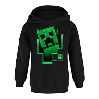 Image of Minecraft Hoodie for Boys Kids Creeper Inside Black Hooded Jumper Gamer Sweater Clothing Merchandise 9 10 Years
